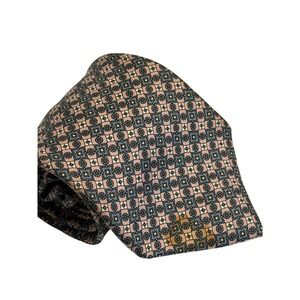 VTG Valeriano Collection Necktie Pink Blue Geometric Medallion Silk Men Mens Tie